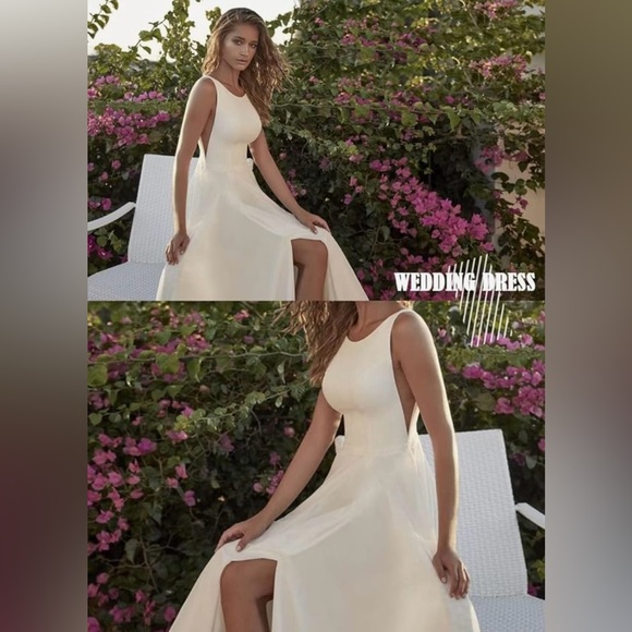 White chiffon bridal dress - Picture 5 of 6